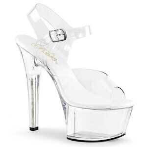 Pleaser Aspire 608 Clear Platform Heels Sandals